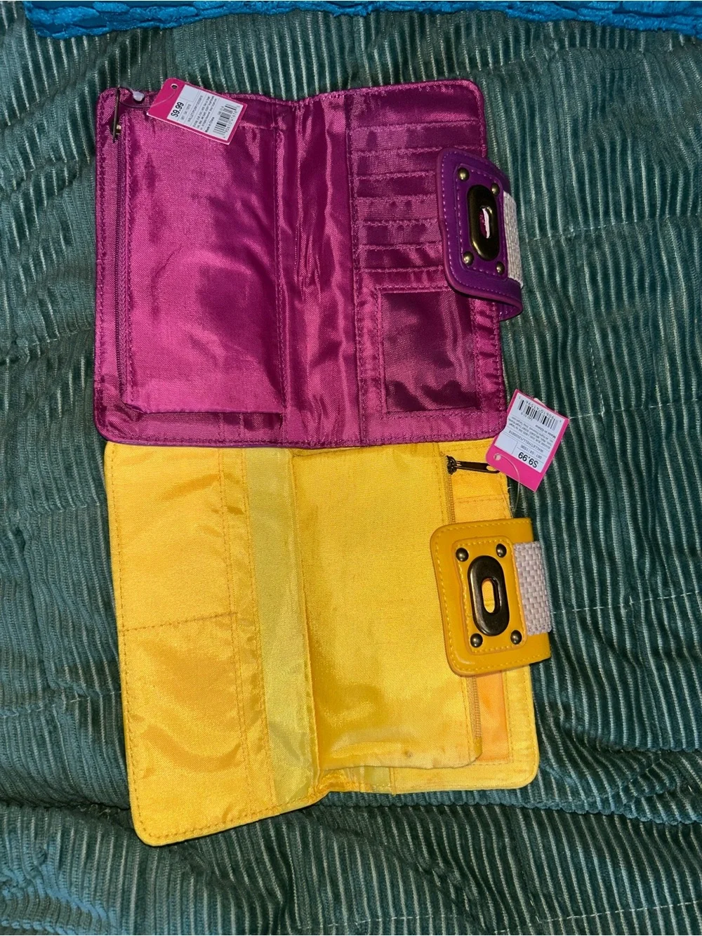 Target Purple and Yellow Phone Wallet Cases with Straw Accent
